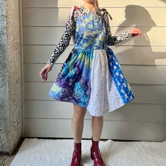 Arcade Dress | Vincent van Gogh Starry Night | Handmade Quilted Dress SKU 05115 - Picture 8 of 16